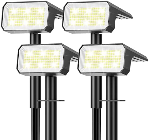 Solar Spot Lights Outdoor Waterproof, 4 Pack, 118 LED Cool White by Flaow