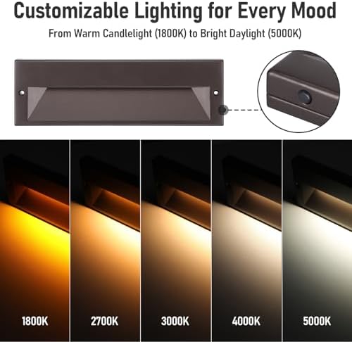 LEONLITE 12-Pack 10.6 Inch 5CCT Low Voltage LED Step Lights, Surface Mount - Image 5