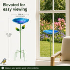 2 Pack Bird Baths for Outdoors, Metal Flower Garden Stakes, Blue & Orange - Image 4
