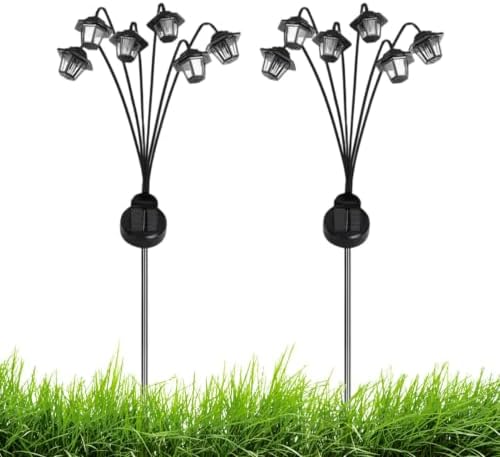 Outdoor Lights Solar Powered 2 – Pieces 6-Head Decorative Weatherproof LED by Unknown