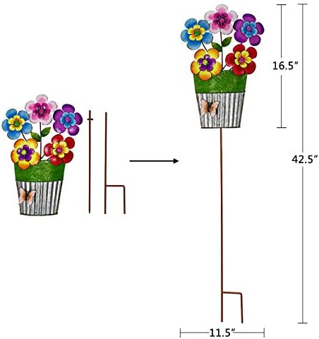 Colorful Flower Garden Stake Decorative Outdoor Yard Decor, Metal Flowers Yard Art Decoration for Patio Porch Lawn Pathway Backyard - Image 6