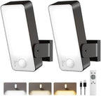 2 Pack Motion Sensor Outdoor Lights, 10000mAh Rechargeable Battery Operated Outdoor Lights with Remote, 3 Modes with Red Alert, Dimmable & 3CCT, Outdoor Security Lights for Porch, Backyard, Garage by WelcometoPopoIron