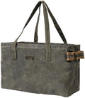 Canvas Tool Tote Bag | 16OZ Waxed Canvas Tool Carrying Bag - with 8 Pockets & Top Metal Support Rods, Rectangular Top Open Tool Tote Bag for Chisels Wrench Hammer Level | Army Green by Kaaltisy