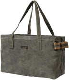 Canvas Tool Tote Bag | 16OZ Waxed Canvas Tool Carrying Bag - with 8 Pockets & Top Metal Support Rods, Rectangular Top Open Tool Tote Bag for Chisels Wrench Hammer Level | Army Green by Kaaltisy