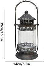 Candlestick Holders Candle Lantern, 未处理 Retro Vintage Wrought Iron Kerosene Oil Lamp Candle Lantern Decorative Hanging Lantern for Indoor Use Old Fashioned Metal Tabletop Lantern - Image 2