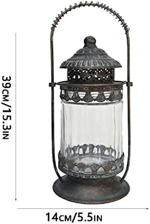 Candlestick Holders Candle Lantern, 未处理 Retro Vintage Wrought Iron Kerosene Oil Lamp Candle Lantern Decorative Hanging Lantern for Indoor Use Old Fashioned Metal Tabletop Lantern - Image 2