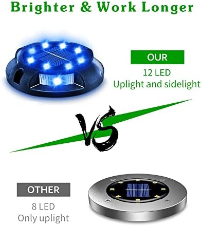 Biling Solar Ground Lights Uplight Sidelight Waterproof 12 Pack Blue - Image 3