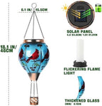 Hot Air Balloon Solar Lantern - Cardinal Bird Glass Lantern, Simulated Flickering & Dancing Flame, Outdoor Hanging Yard Light Waterproof IP65 for Patio Lawn Porch Decor Gift - Image 6