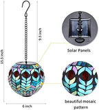 VCUTEKA Hanging Solar Lanterns, Colorful Mosaic Solar Lights Garden Decor - Image 5