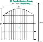 Decorative Garden Fences 24in x 30ft, 15 Pack Outdoor Fencing Animal Barrier Dog Border, Metal Wire Fence Panels for Garden Decor, Flower Bed Edging Borders for No Dig Patio Yard - Image 2