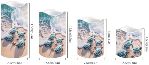 Beach Turtle LED Flameless Candles with Remote Timer Battery Powered Pillar Fake Lights Pack of 4 Waterproof Electric Candles for Bathroom Decor Mothers Day Gifts for Mom - Image 2