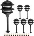 Lumina Lighting® Low Voltage Landscape Lighting Cast-Aluminum Pagoda Path and Area Light Warm White 4W G4 LED Bulb and ABS Ground Stake Included for Yard Walkway Lawn PAL0103-BkLED6 (Black,6-Pack) by LuminaLighting%C2%AE