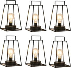 JHY DESIGN 6PCS Retro Style Geometric Table Lamp 10''High Simple Iron Art Cordless Lamp Battery Powered Lamp with 6-Hours Timer Feature Cage Wireless Light for Balcony Party Indoor Outdoor by JHYDESIGN
