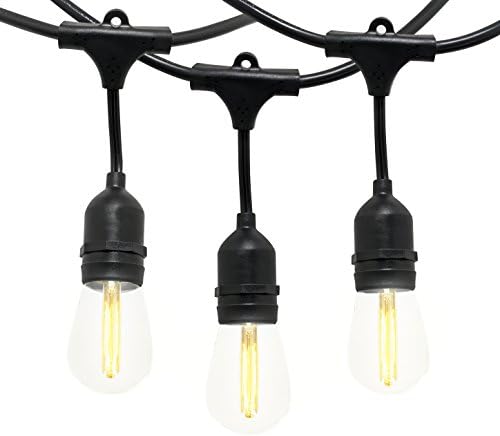Westgate Lighting 24Ft Indoor/Outdoor Linkable LED String Lights, Commercial Grade with 12 Sockets & LED Bulbs – Bistro, Pergola, Deck, Patio, Market, Cafe, Gazebo, Party Decor by Westgate