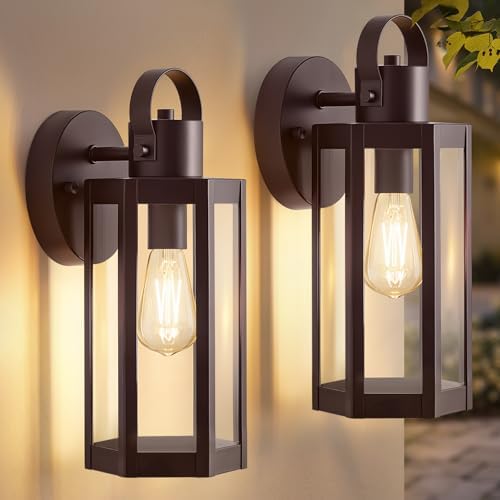EJIAXIN 2 Pack Porch Lights Outdoor, 13" Brown Exterior Light Fixtures by WelcometoEJIAXIN
