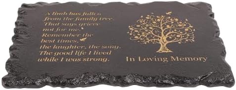 11.8 inches Long Tree of Life Song Polyresin Memorial Garden Stone, Memorial Stones for Loved Ones Outside, Memorial plaques, Sympathy Gifts for Loss of Loved one, Memorial Gifts (Black Tree of Life) - Image 3