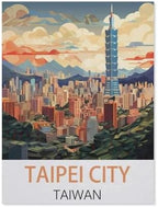 Vintage Metal Tin Sign，Taipei Taiwan vintage travel poster，Funny Bathroom Decor, Restroom Decoration, Funny Bathroom Wall Art Tin plaque(30x40cm）12x16 inch-AI10 by Unknown
