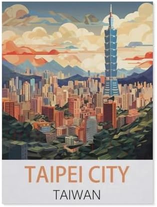 Vintage Metal Tin Sign，Taipei Taiwan vintage travel poster，Funny Bathroom Decor, Restroom Decoration, Funny Bathroom Wall Art Tin plaque(30x40cm）12x16 inch-AI10 by Unknown