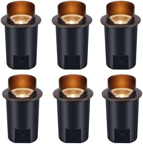 CLOUDY BAY [6 Pack] 9W Well Lights Landscape LED In Ground Outdoor,Shielded Top,Low Voltage 12-24V AC/DC,Waterproof Aluminum Uplights,2700K/3000K/3500K/4000K/5000K,Bronze by CLOUDYBAY