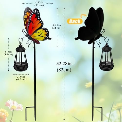 Solar Lights Outdoor 2 Packs 32.28in Garden Butterfly with Solar Lights - Image 2