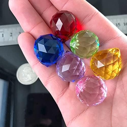 Queenbox 10pcs 30mm Crystal Suncatcher Prism Ball Rainbow Hanging Pendants Maker with Hole for Chandelier Feng Shui Window, Light Purple - Image 3