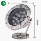 Submersible LED Fountain Lights - Swimming Pool Light, AC12V/24V RGB with Remote Control Pond Spotlight, IP68 Waterproof Underwater Landscape Light, Eclairage Sous Marin(Yellow Light,15W) - Image 2
