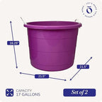 HOMZ Utility Tub, Storage Bucket with Rope Handles, 18 Gal, Purple, 2 Pack - Image 3