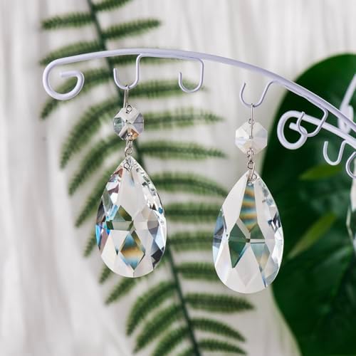 12pcs 63mm Clear Teardrop Crystal Chandelier Prisms Replacement Parts, Hanging Glass Beads for Chandelier Decoration,Suncatcher Fengshui Decoration (Clear Beads with Silver Plated Pin, 63mm(2.5")) - Image 3