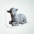 OLOMA Realistic Lamb Outdoor Garden Statue Handmade Farm Animal Sculpture Yard Lawn Patio Porch Flower Bed Decor Weather Resistant Cement Sheep Ornament Concrete Animal Accent Gift - Image 4