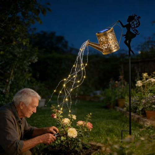 Solar Garden Lights, Fairy Watering Can String Lights Outdoor Waterproof, Decorative Solar Path Lights for Patio, Yard, Lawn, Garden Decor - Image 6