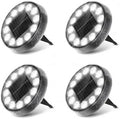 Peasur 5.18 inch Solar Ground Lights Outdoor,12LED 3CCT 2Brightness 1200mAh Battery,IP65 Waterproof and ABS One-Piece Anti-Rust Housing Garden Lights for Pathway Lawn Yard Driveway Landscape 4 Pack by Peasur