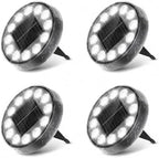 Peasur 5.18 inch Solar Ground Lights Outdoor,12LED 3CCT 2Brightness 1200mAh Battery,IP65 Waterproof and ABS One-Piece Anti-Rust Housing Garden Lights for Pathway Lawn Yard Driveway Landscape 4 Pack by Peasur