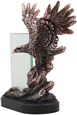 Ebros Patriotic American Bald Eagle with Outspread Wings Perching on Cliff Rock Picture Frame Bronze Electroplated Figurine with Base Resin Photo Frame Eagle Statue - Image 2