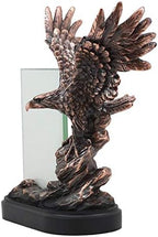 Ebros Patriotic American Bald Eagle with Outspread Wings Perching on Cliff Rock Picture Frame Bronze Electroplated Figurine with Base Resin Photo Frame Eagle Statue - Image 2