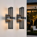 Outside Light 2 Pack, 15Inch Small Black Outdoor Wall Sconce Waterproof Exterior Light Fixture, Modern Wall Mount, Decorative LED Lighting for Patio Garage Yard Backyard Apartment Balcony by CaringlightOutdoorLighting