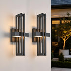 Outside Light 2 Pack, 15Inch Small Black Outdoor Wall Sconce Waterproof Exterior Light Fixture, Modern Wall Mount, Decorative LED Lighting for Patio Garage Yard Backyard Apartment Balcony by CaringlightOutdoorLighting