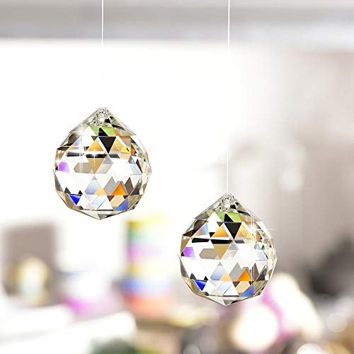 Petrichor Feng Shui Clear Crystal Hanging Ball for Good Luck & Prosperity - Home Decoration/Gifting (80 MM/Pack of 2) - Image 2