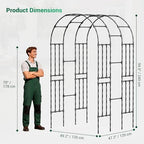 Miory Garden Arch Trellis for Climbing Plants Outdoor, 3.9x7.9ft Steel with PE Coating, Garden Archway for Vegetable, Vines, Wedding Arbor (Black) - Image 2