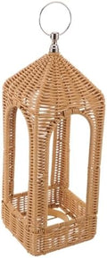 Handwoven Simulated Rattan Lantern with Hanging Design, Coffee PE by TOKIDNY