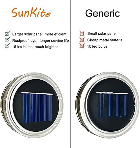 SunKite Solar Mason Jar Lights, 12 Pack 30 LED Waterproof Fairy Firefly Jar Lids String Lights with Hangers(NO Jars), Patio Yard Garden Wedding Decoration - Multicolored1 - Image 6