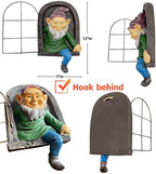 Gnome Statue Tree Face Garden Decorative,Elf Out The Door Tree Hugger - Image 7