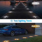 VOLISUN Solar Driveway Lights Dock Deck Lights 16 Pack,2 Colors in 1 Led IP67 Waterproof Outdoor Warning Step Lights for Driveway Sidewalk Pathway (White/Warm White) - Image 2