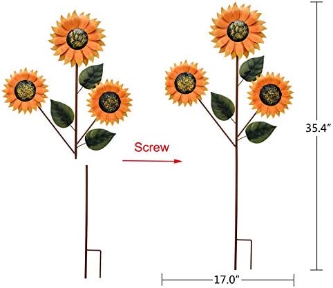 35.4" H Metal Sunflower Garden Stake, Weather Proof Flower Stake for Spring Decor Yard Art Garden Decorations for Outdoor Patio, Lawn, Yard, Pathway Walkway - Image 5