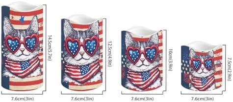 Cute USA Flag Battery Operated Candles with Remote Timer Flameless Candles Tea Lights Color Changing Electric Fake Plastic Pillar LED Candles Patriotic Decoration - Image 2
