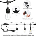 190FT Patio String Lights with Timer for Bistro Café Backyard 2Pack - Image 5