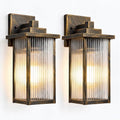 2-Pack 15" Black Brush Gold Outdoor Wall Light, Metal Porch Light by hameso