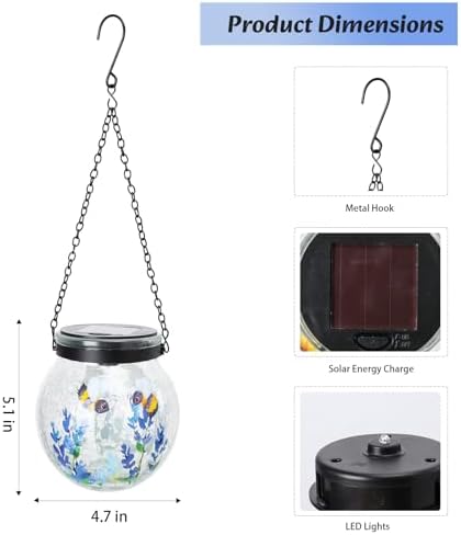 WONDER GARDEN Solar Lanterns Outdoor Waterproof 3 Pack Hanging Solar Lights - Image 4
