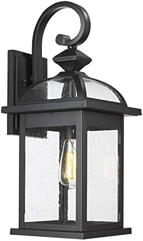 Darkaway Outdoor Lights Fixtures Wall Mount, Large 22inch Outdoor Wall Sconce Lights with Seeded Glass Waterproof Outside Exterior Lights Fixture for House Front Porch Patio （Large, Black） by Darkaway