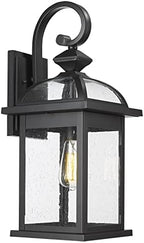 Darkaway Outdoor Lights Fixtures Wall Mount, Large 22inch Outdoor Wall Sconce Lights with Seeded Glass Waterproof Outside Exterior Lights Fixture for House Front Porch Patio （Large, Black） by Darkaway