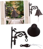 Rustic Cast Iron Wall Hanging Bell with Bracket Mount Vintage Multi-Purpose Doorbell for Garden Patio Indoor Outdoor Use Weather-Resistant Dinner Bell with Clear Loud Sound - Image 6